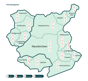 Karte Vertriebsgebiet der KEW